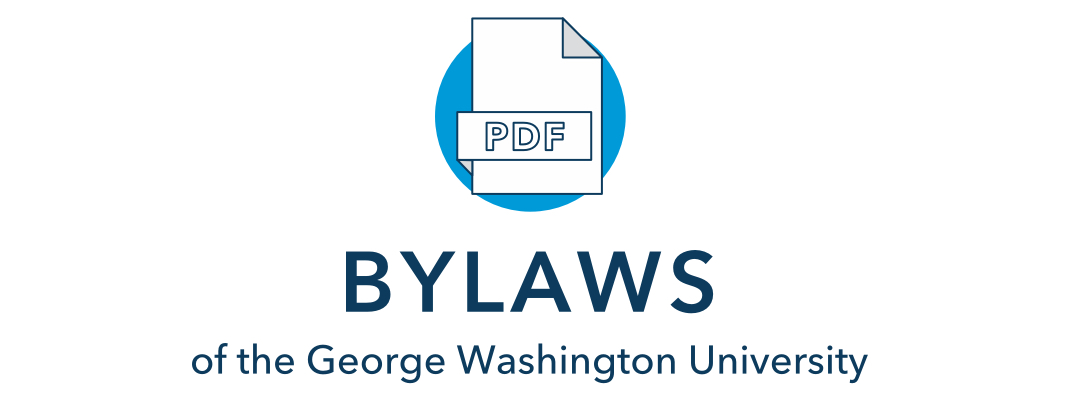 Graphic of a PDF with the text "BYLAWS of the George Washington University"