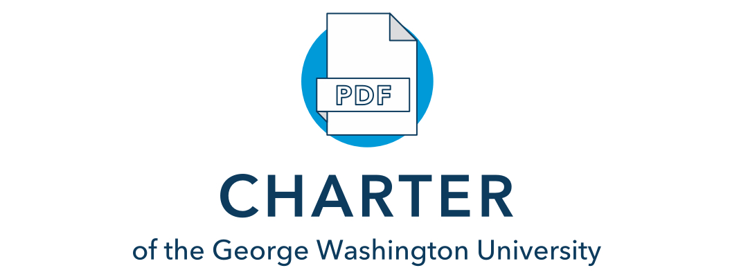 Graphic of a PDF with the text "CHARTER of the George Washington University"
